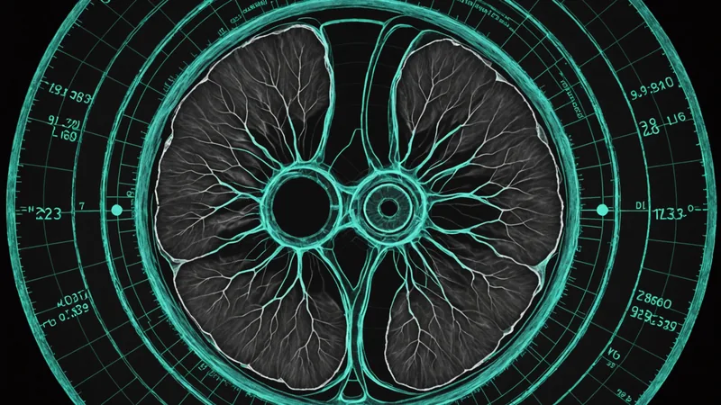 Abstract visualization of nodule detection grid and measurement data